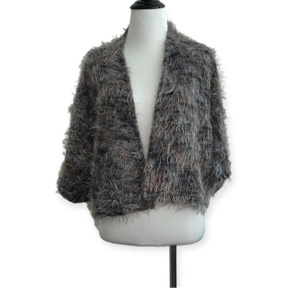 Bryn Walker women’s small fuzzy‎ short sleeved cardigan